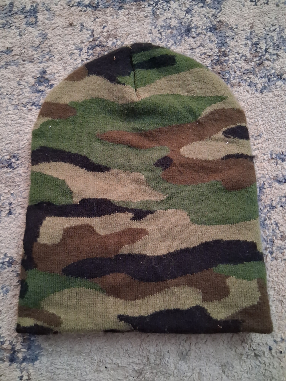 Kids Camouflage Knit Beanie - Green Brown Black